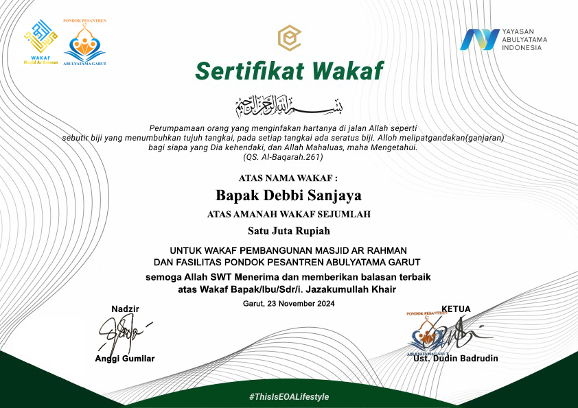 sertifikat_9_3 - Pembangunan Masjid - Bapak Debbi Sanjaya