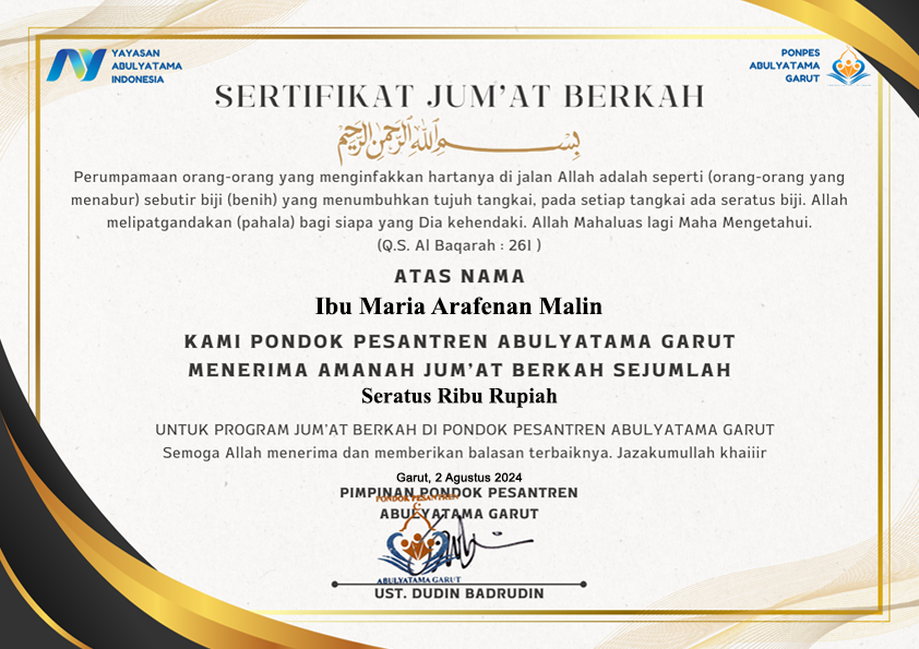 Sertifikat_7_1 - Jumat Berkah - Ibu Maria Arafenan Malin