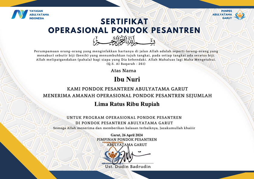 Sertifikat_20_1 - Operasional PonPes - Ibu Nuri